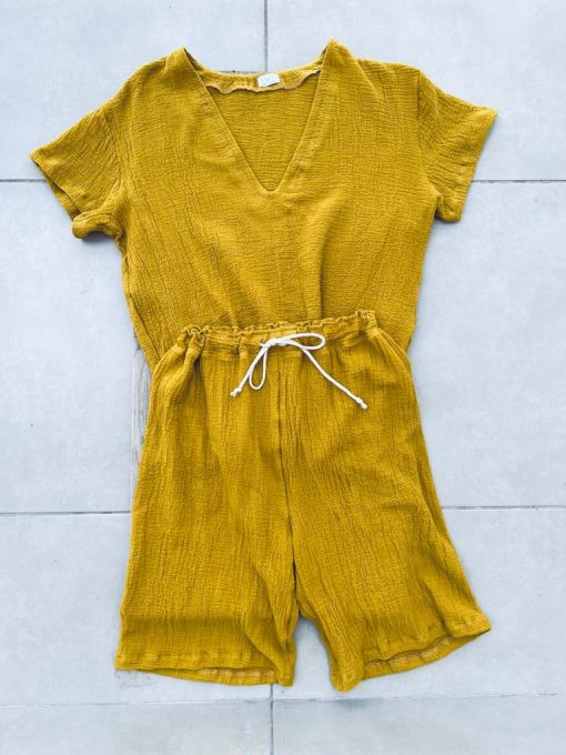 [Preloved]Set din panza topita pentru femei "Poveste de Vara" - Mustar - S-M - imagine 4