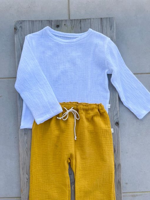 Set pentru copii din panza topita - Alb/ Verde Jad - imagine 4
