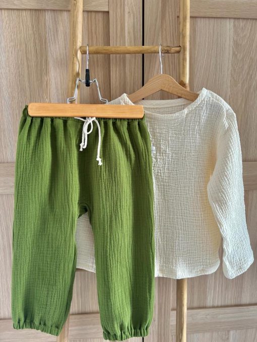 Set din muselina organica pentru copii - Green Moss - imagine 2