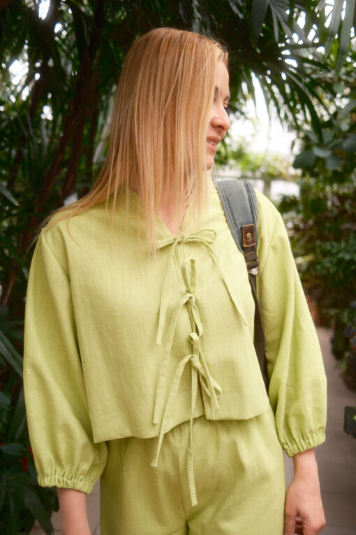 Bluza din in Ilaria - Verde Lime - imagine 7