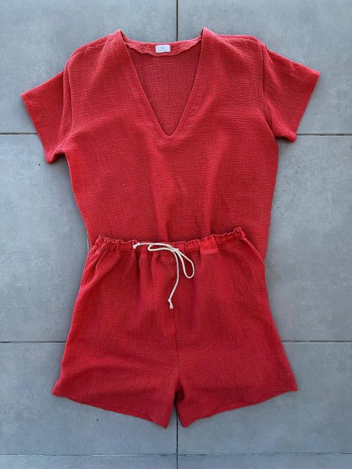 Set din panza topita pentru femei "Poveste de Vara" - Somon (S-M) - imagine 5